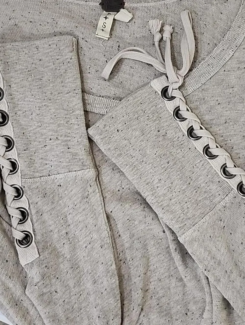 Free People Lace Up Cuff Cropped Henley